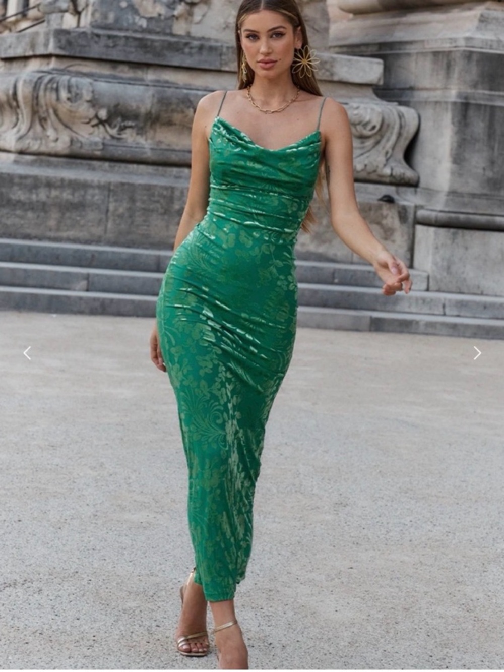 Emerald Green Cowl Neck Maxi Slip Dress
